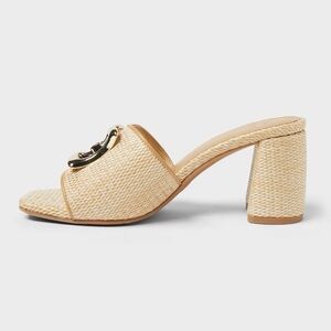 Arden Raffia Ornamented Block Heels with Memory Foam Insole